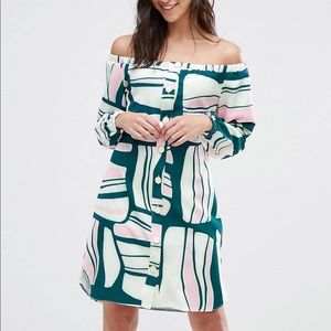 Closet Retro Print Off The Shoulder Dress